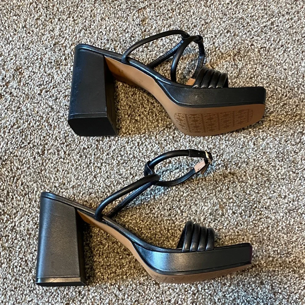Paolo Black Strappy Block Heel Sandals